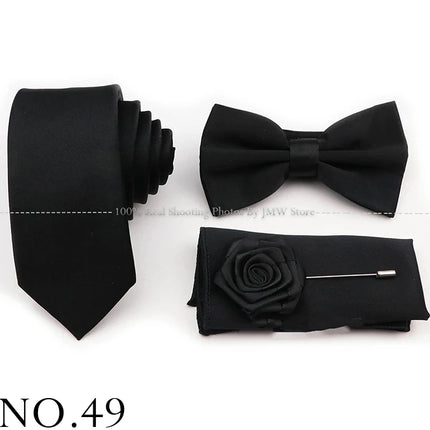 Hot Sale Purple Pink Sage Green Tie Set Polyester Necktie Bowtie Cufflink Brooch For Groom Suit Wedding Cravat Shirt Accessory