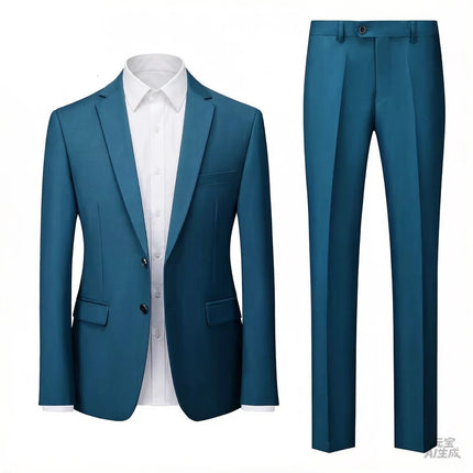 ( Blazer + Pants ) Men's 2 Piece Suit  Random Tie Included, Wedding & Business Dinner Male Formal Menswear Prom & Office Wear