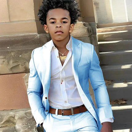 Casual Suit Boys Wedding Tuxedo Light Green Jacket Pants 2 Piece Set Formal Clothes Holiday Party Blazer Kids Custom Outfit