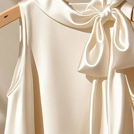 Blusas Mujer Hanging Neck Top Bow Sleeveless Shirts Elegant Blouse Roupas Femininas Spring Office Lady Chemise Femme Tops