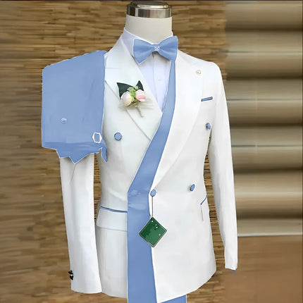 Double Breasted Formal Suits for Men Business Prom Blazer with Pants Wedding Groom Tuxedo Male Suits Custom 2 Pieces Suit Jacket