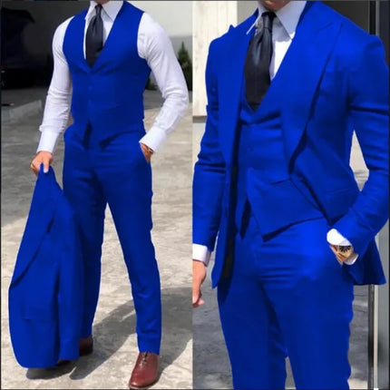 Classy Wedding Tuxedos Suits Slim Fit Bridegroom For Men 3 Pieces Groomsmen Suit Male Cheap Formal Business  (Jacket+Vest+Pants）