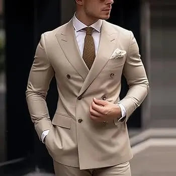 Men's Solid Color Business Suit 2025 High Quality Fashion Formal Business Men's Suit Slim Fit 2 Piece Two Button Blazer Pants