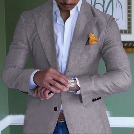 Men's Custom Green Linen Suit Jacket Summer Beach Wedding Groomsmen Only Jacket for Men