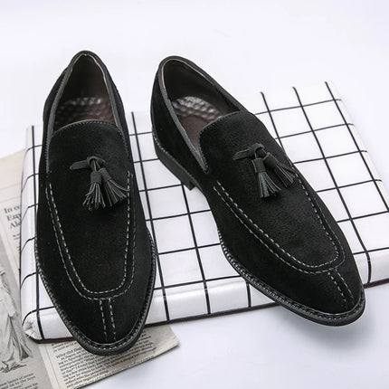 New British Designer Suede LeatherTassel Casual Shoes for Men Purple Blue Brown Moccasins Wedding Prom Homecoming Party Footwear