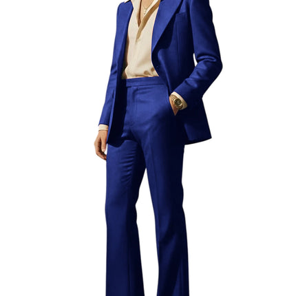 Men's Retro Wide Leg Suit 2PCS Suit Blazer and Flared Pants Fashion Streetwear Wedding Prom Party Business Jacket Tuxedo Outfit