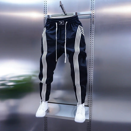 Trendy Mens Casual Pants Spring Summer Slim Fit Sports Harlan Trousers Elastic Waist Cargo kets Straight Leg Faion Brand