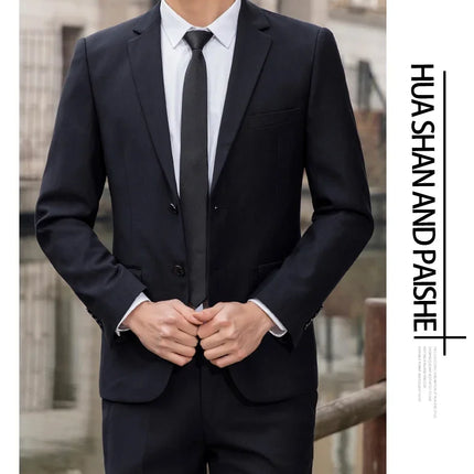 Suit (Blazer+ Trousers) Men's Casual Formal Business Gentleman Solid Color Hosting Four Seasons Slimming Wedding Fashion Suit