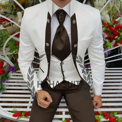 Men's Suits Wedding Suits Slim Fit Custom  Groomsmen 3-Piece Suits Full Set Banquet Groom Suits