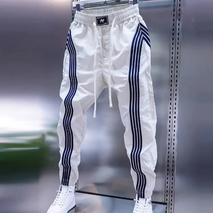 Trendy Mens Casual Pants Spring Summer Slim Fit Sports Harlan Trousers Elastic Waist Cargo kets Straight Leg Faion Brand