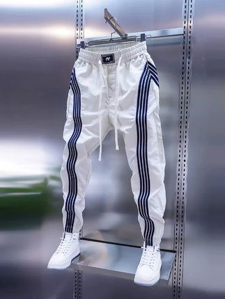 Trendy Mens Casual Pants Spring Summer Slim Fit Sports Harlan Trousers Elastic Waist Cargo kets Straight Leg Faion Brand