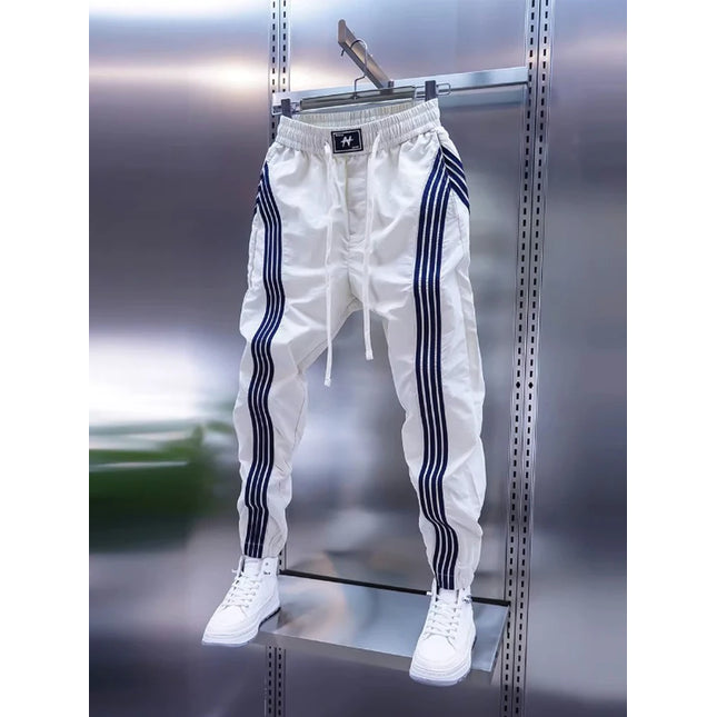 Trendy Mens Casual Pants Spring Summer Slim Fit Sports Harlan Trousers Elastic Waist Cargo kets Straight Leg Faion Brand