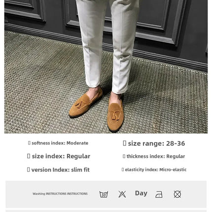 Spring Autumn Men's Slim Fit Korean Style Suit Pants Casual Nine Point Length Trendy White Pants For Office Wear