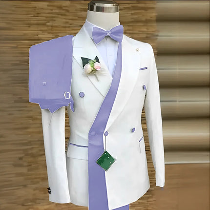 Double Breasted Formal Suits for Men Business Prom Blazer with Pants Wedding Groom Tuxedo Male Suits Custom 2 Pieces Suit Jacket