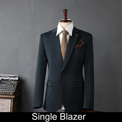 Man Suit Coat Simple Solid Color Single-breasted Male Outerwear Slim Simple Long Sleeve Versatile Wedding Office Men Blazer