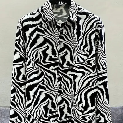 Men's Black Series 3D Printed Long Sleeve Shirts Fashionable And Casual Business Shirt men's Oversized Breathable Lapel Tops