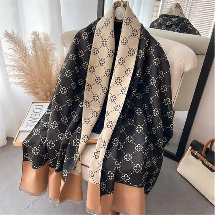 2025 Brand Warm Cashmere Poncho Shawl Scarf Luxury Print Thick Pashmina Winter Blanket Wraps Bufanda Casual Hijab Stoles Echarpe