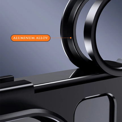 Aluminum Alloy Magnetic Stand Rimless Phone Case For iPhone 13 14 15 16 Pro Max Plus Metal Lens Shell  Frosted Matte Back Cover