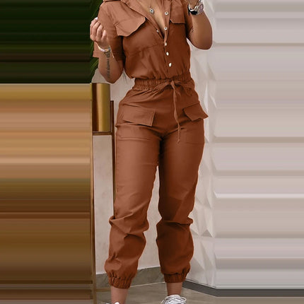 Women's Casual High Waist Cargo Jumpsuits Female Clothes Temperament Commuting New Fashion Women Tapered Pants Long Jumpsuits
