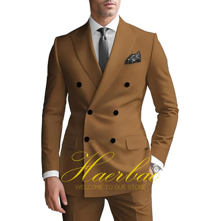 Men's Suits 2 Piece Double Breasted Jacket Pants Wedding Groom Tuxedo Formal Blazer Suit for Men