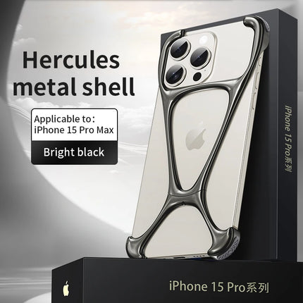 Alloy Bare Metal Feel Phone Case For Iphone 13 14 15 16 Pro Max Metal Frameless Heat Dissipation Phone Cover For IPHON 16 Promax