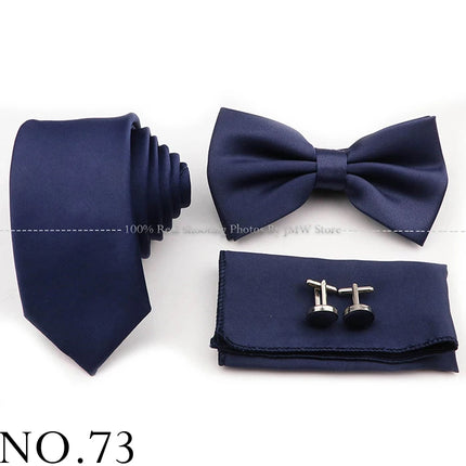 Hot Sale Purple Pink Sage Green Tie Set Polyester Necktie Bowtie Cufflink Brooch For Groom Suit Wedding Cravat Shirt Accessory
