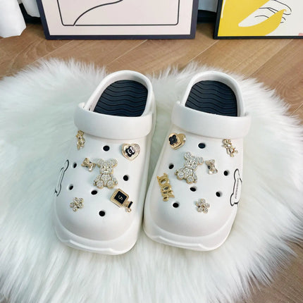 10cm Women's Cave Shoes Thick Bottom High Heels Garden Shoes Summer Anti-slip Cartoon Accessories Sandals Beach Slippers