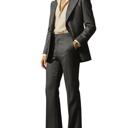 Men's Retro Wide Leg Suit 2PCS Suit Blazer and Flared Pants Fashion Streetwear Wedding Prom Party Business Jacket Tuxedo Outfit