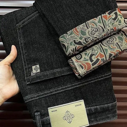 Trendy Embroidered Slim Fit Men's Jeans Spring Autumn New Style Zipper Long Casual Pants Youth Versatile Wear Resistant
