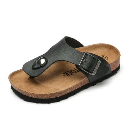Children Summer Beach Slippers Boys Girls Fashion Cork Sole Flip-flops Outdoor Sandals Soft Sole Anti-Slip Kids Casual Slippers