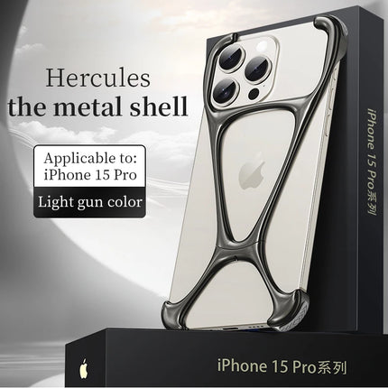 Alloy Bare Metal Feel Phone Case For Iphone 13 14 15 16 Pro Max Metal Frameless Heat Dissipation Phone Cover For IPHON 16 Promax