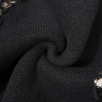 2025 New Men Distressed Sweater Hip Hop Pullover Vintage Casual Knitwear Top Streetwear Fashion Autumn Winter