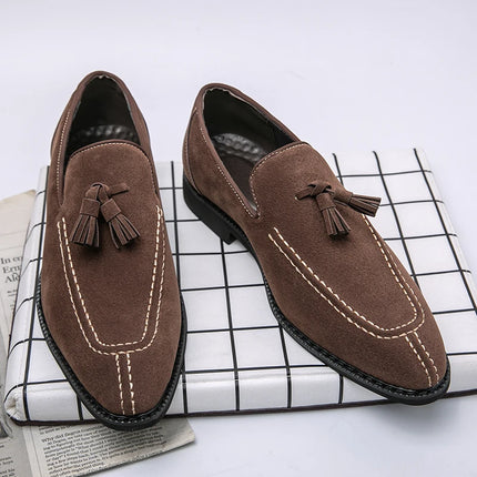 New British Designer Suede LeatherTassel Casual Shoes for Men Purple Blue Brown Moccasins Wedding Prom Homecoming Party Footwear