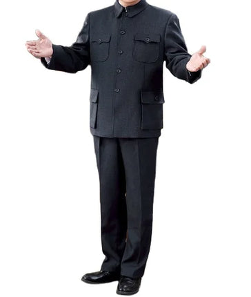 Set of Chinese Tunic Suit for Men, Mao Suit, Coat with Trousers, 2-piece Set, Zhongshan Jacket and Trousers, Twinset