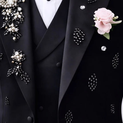 Elegant Men's Suits Casual Peak Lapel Single Breasted Coat 2 Piece Suit Set Blazer Pants Wedding Prom Party Jacket Customized