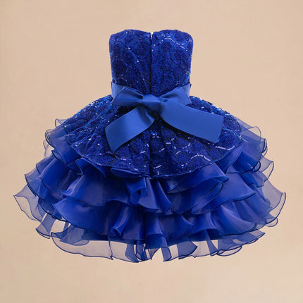 Girls Birthday Party Dresses For Kids Beading Royal blue Elegant Princess Clothes Children Prom Ceremony Wedding Formal Clothing