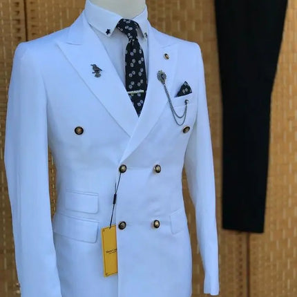 Double Breasted Men Suits Wedding Tuxedo Slim Fit Formal 2 Piece Jacket Pants Groom Prom Party Business Banquet Male Suit