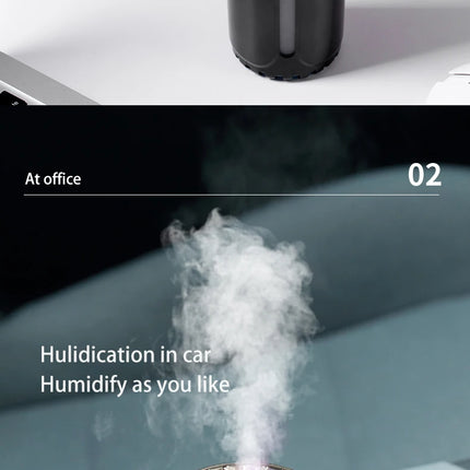 Vehicle-mounted Humidifier 300ml Mini Portable Spray Air Freshener Home LED Small Essential Oil Vaporizer Room Scent Diffuser