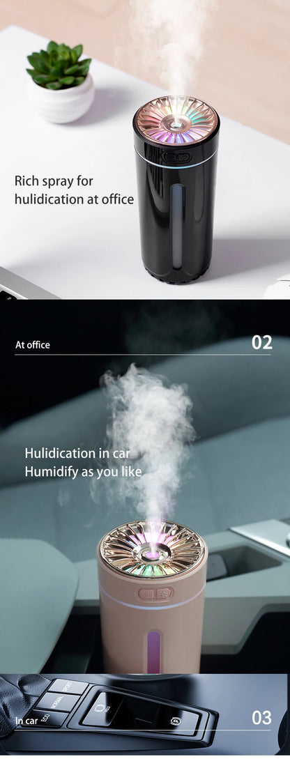 Vehicle-mounted Humidifier 300ml Mini Portable Spray Air Freshener Home LED Small Essential Oil Vaporizer Room Scent Diffuser
