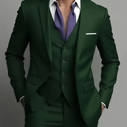 Men's Business Casual Suit for Weddings, Genuine Blazer, Vest and Pants, Big & Tall,Slim Fit Waistcoat, Dress Trousers, US Size