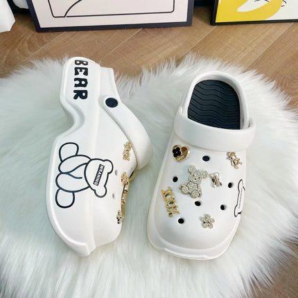 10cm Women's Cave Shoes Thick Bottom High Heels Garden Shoes Summer Anti-slip Cartoon Accessories Sandals Beach Slippers