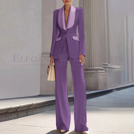 Customzied Women's Suits Blazer Luxury One-Button Shawl Lapel Slim Fit 2 Piece Jacket Pants Sets Evening Female Clothing Outfits