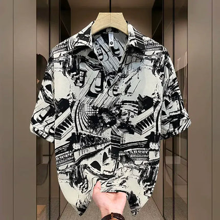 Elegant Fashion Harajuku Slim Fit Ropa Hombre Loose Casual Sport All Match T-shirts Printed Thin Style Short Sleeve Polo Shirts