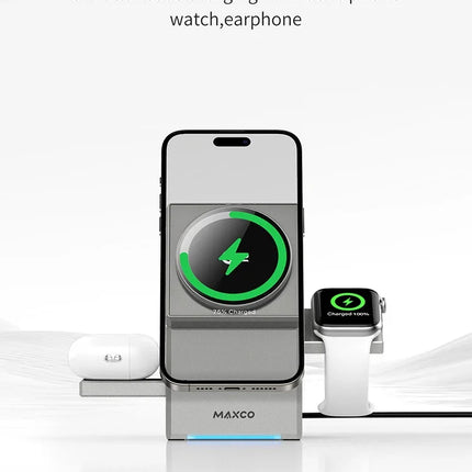 Qi2 3 in 1 Wireless Charger with Auto-Rotating Magic Cube Dock for IPhone 16/15/14 Pro Max, AirPods and IWatch Fast Charging