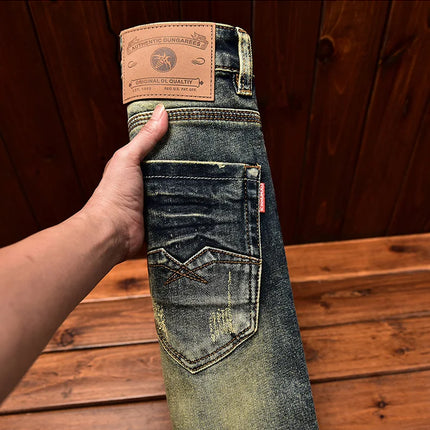 Luxury Soft Jeans Men's Fall New Design Trendy Slim Fit Stretchy Pants Elegant Business Casual Wardrobe Essential trousers