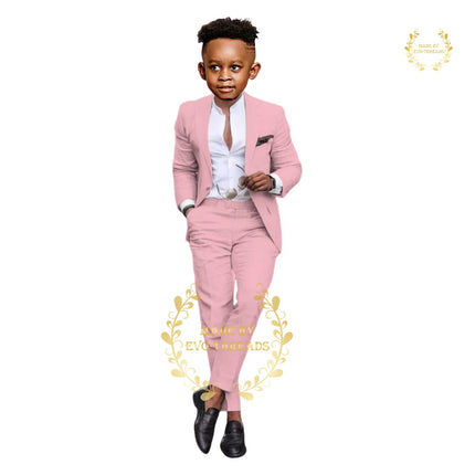 Boys' grass green suit 2-piece set (jacket+pants) premium linen casual blazer custom child tuxedo for summer beach wedding party