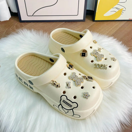 10cm Women's Cave Shoes Thick Bottom High Heels Garden Shoes Summer Anti-slip Cartoon Accessories Sandals Beach Slippers