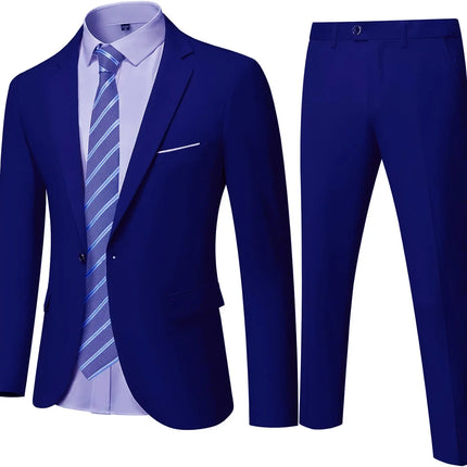 ( Blazer + Pants ) Men's 2 Piece Suit  Random Tie Included, Wedding & Business Dinner Male Formal Menswear Prom & Office Wear