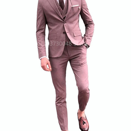 Fashion Men's 3 Pieces Suits Slim Fit Groomsmen Tuxedos Formal Wedding/Business Men Suits Jacket+Vest+Trousers for Party