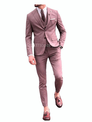 Fashion Men's 3 Pieces Suits Slim Fit Groomsmen Tuxedos Formal Wedding/Business Men Suits Jacket+Vest+Trousers for Party